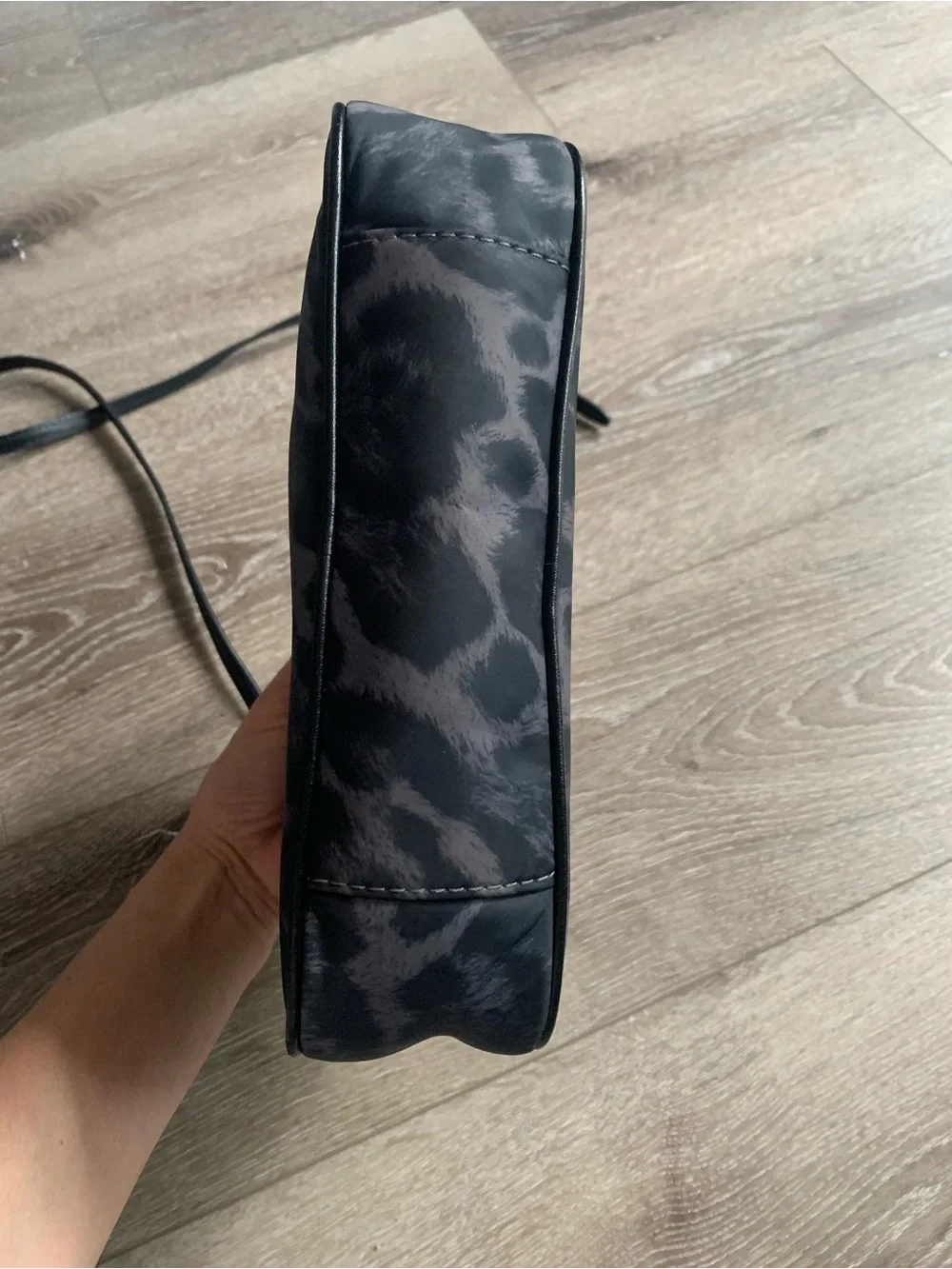 Michael Kors Black and Gray Leopard Print Crossbody Bag